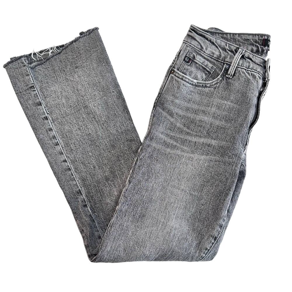 Dear John Rough Hem Stonewashed Black + White Straight Leg Jeans Size 25 - Picture 16 of 16